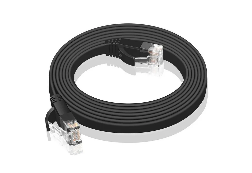 VERCO Cat 6 Netzwerkkabel flaches LAN-Kabel, RJ-45 (Ethernet), (200 cm), 10 / 100 / 1000 Mbits Geschwindigkeit bis 1 Gbits UTP Patchkabel