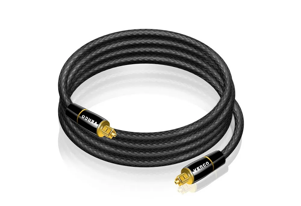 VERCO Digital Audio HiFi Kabel SPDIF LWL Optisches-Kabel, Toslink, (100 cm), F05 Standard Stecker Dolby TrueHD Dolby Digital 7.1 DTS kompatibel