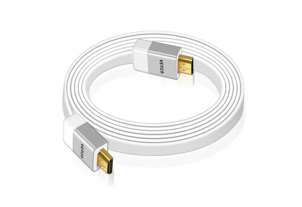 VERCO Full HD 4K UHD flaches 2.0 HDMI-Kabel, HDMI Typ A, (750 cm), ARC 3D Cec High Speed Ethernet Stecker sind vergoldet