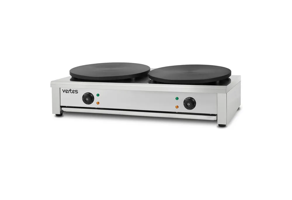 vertes Crêpesmaker Doppelt Crepesmaker Elektrisch aus Edelstahl, 3000 W, Ø 40 cm, 2x 40cm Platte 2x 3000W