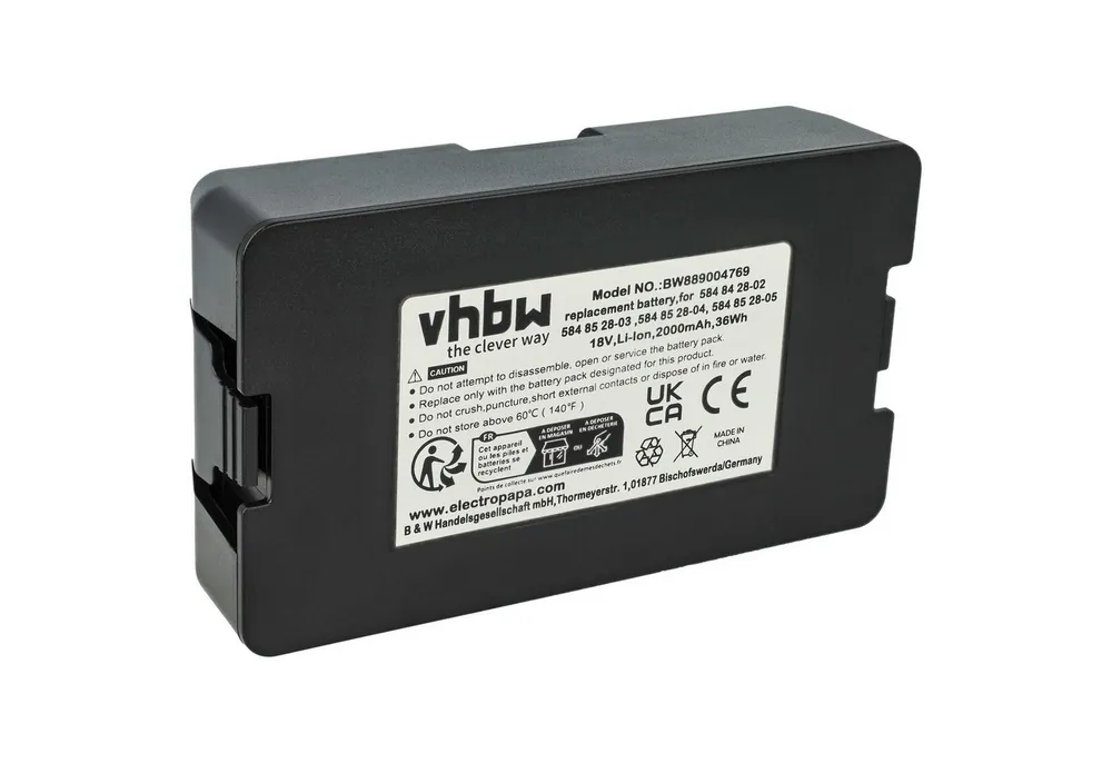 vhbw Akku Ersatz für Gardena 5902142-02, 5902142-03, 5902142-04, 590 21 Akku Akku Li-Ion 2000 mAh (18 V, 1 St), Leistungsfähiger Austausch-Akku für Rasenroboter, Wiederaufladbar