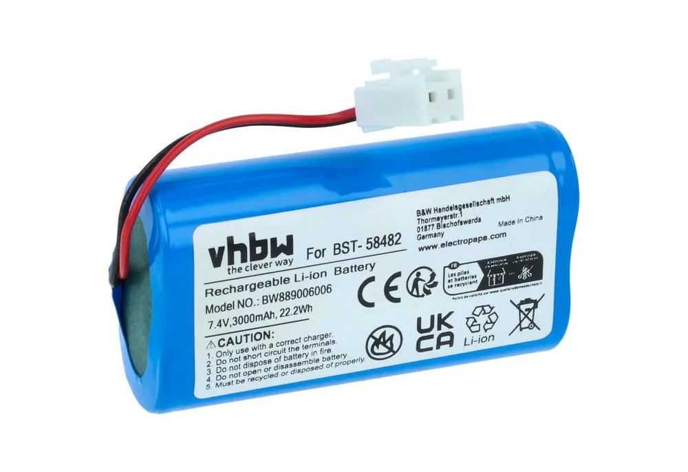 vhbw Akku passend für Aquatronix Poolsauger (3000 mAh, 7,4 V, Li-Ion) Akku Akku Li-Ion 3000 mAh (7,4 V, 1 St), Leistungsfähiger Austausch-Akku für Poolsauger, Wiederaufladbar