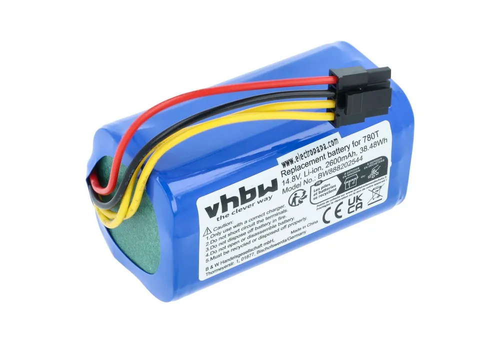 vhbw Akku passend für Blaupunkt BPK-VCBB1XPW+, BlueBot XSmart BPK-VCBB1XVB, Staubsauger-Akku Akku Li-Ion 2600 mAh (14,8 V, 1 St), Leistungsfähiger Austausch-Akku für Ihren Saugroboter
