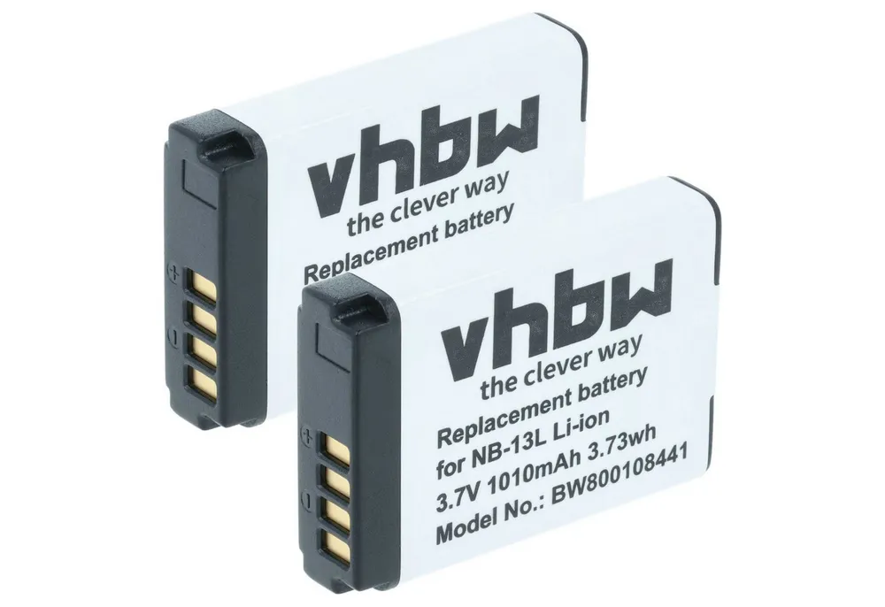 vhbw Akku passend für Canon PowerShot SX620HS, SX730HS, SX740HS, G9 X Mark Kamera-Akku Akku Li-Ion 1010 mAh (3,7 V, 2 St), Leistungsfähige Austausch-Akkus für Digitalkamera, Spiegelreflexkamera