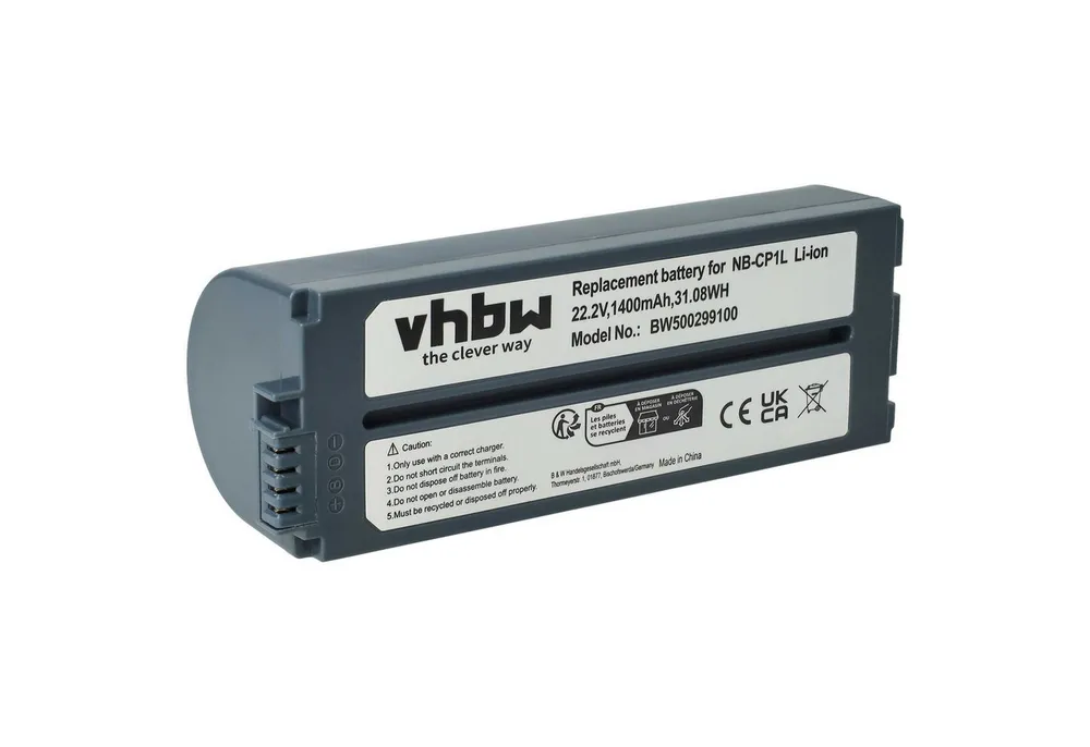 vhbw Akku passend für Canon Selphy CP-1200, CP-1000, CP-100, CP-1300, Akku Akku Li-Ion 1400 mAh (22,2 V, 1 St), Leistungsfähiger Austausch-Akku für Drucker, Fotodrucker
