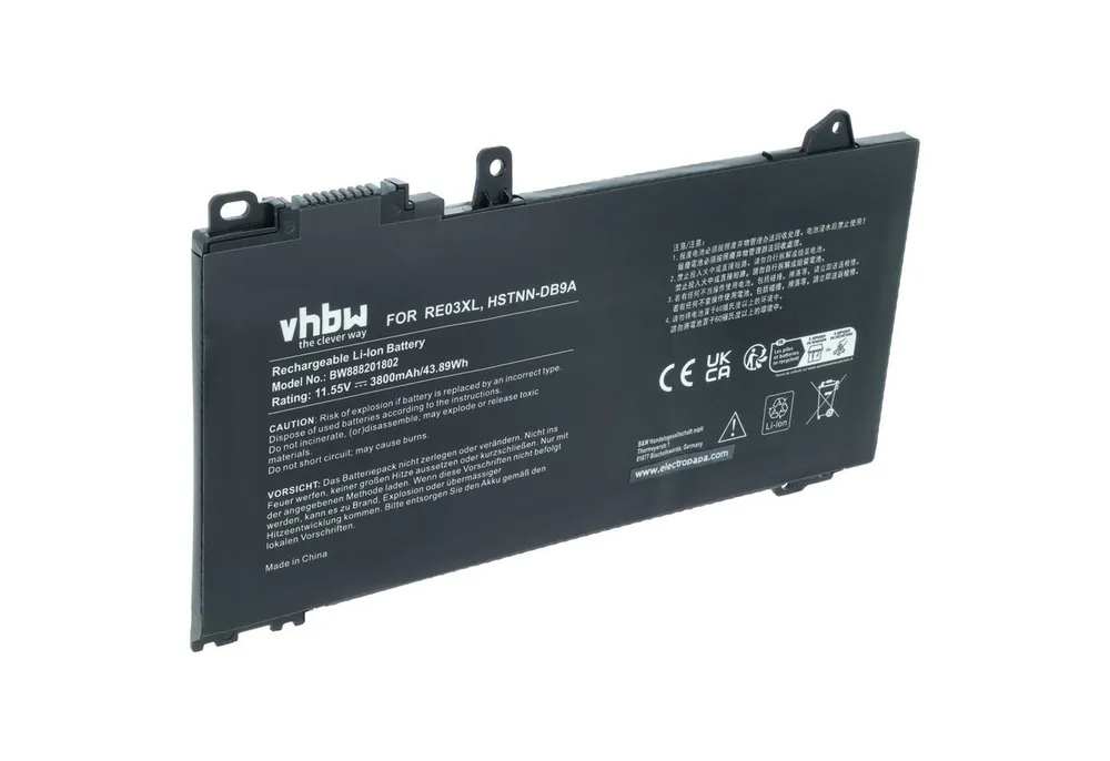 vhbw Akku passend für HP ProBook 440 G6-5PQ12EA, 440 G6-5PQ14EA, 440 Laptop-Akku Akku Li-Polymer 3800 mAh (11,55 V, 1 St), Leistungsfähiger Austausch-Akku für Notebook, Wiederaufladbar, Jede
