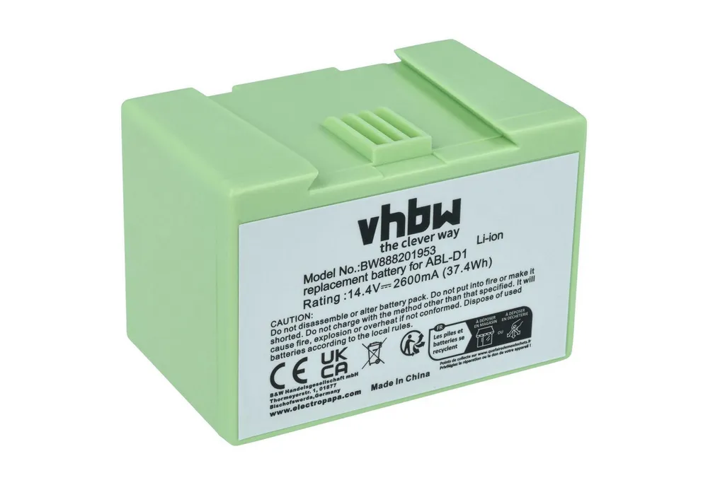 vhbw Akku passend für iRobot Roomba i557840, i517840, i7, i715040, i7+, Staubsauger-Akku Akku Li-Ion 2600 mAh (14,4 V, 1 St), Leistungsfähiger Austausch-Akku für Ihren Saugroboter