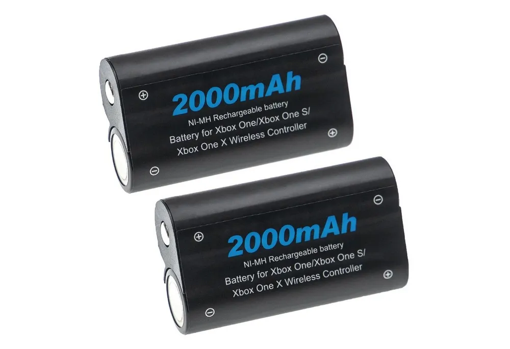 vhbw Akku passend für Microsoft Xbox One, One Elite, One X, One S Akku Akku NiMH 2000 mAh (2,4 V, 2 St), Leistungsfähige Austausch-Akkus für den Controller Ihrer Spielkonsole