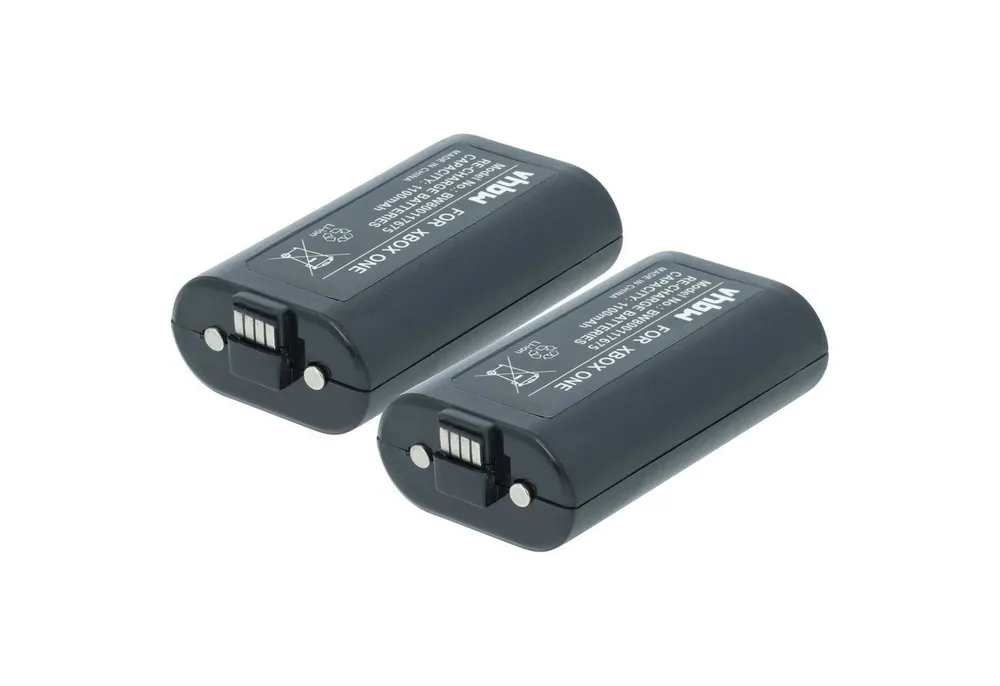 vhbw Akku passend für Microsoft Xbox One, Xbox One Elite, Xbox One S, Xbox Akku Akku Li-Ion 1100 mAh (3 V, 2 St), Leistungsfähige Austausch-Akkus für den Controller Ihrer Spielkonsole