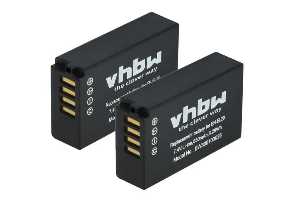 vhbw Akku passend für Nikon Coolpix P1000, P1100, A, P950 Kamera / Foto / Kamera-Akku Akku Li-Ion 850 mAh (7,4 V, 2 St), Leistungsfähige Austausch-Akkus für Digitalkamera, Spiegelreflexkamera