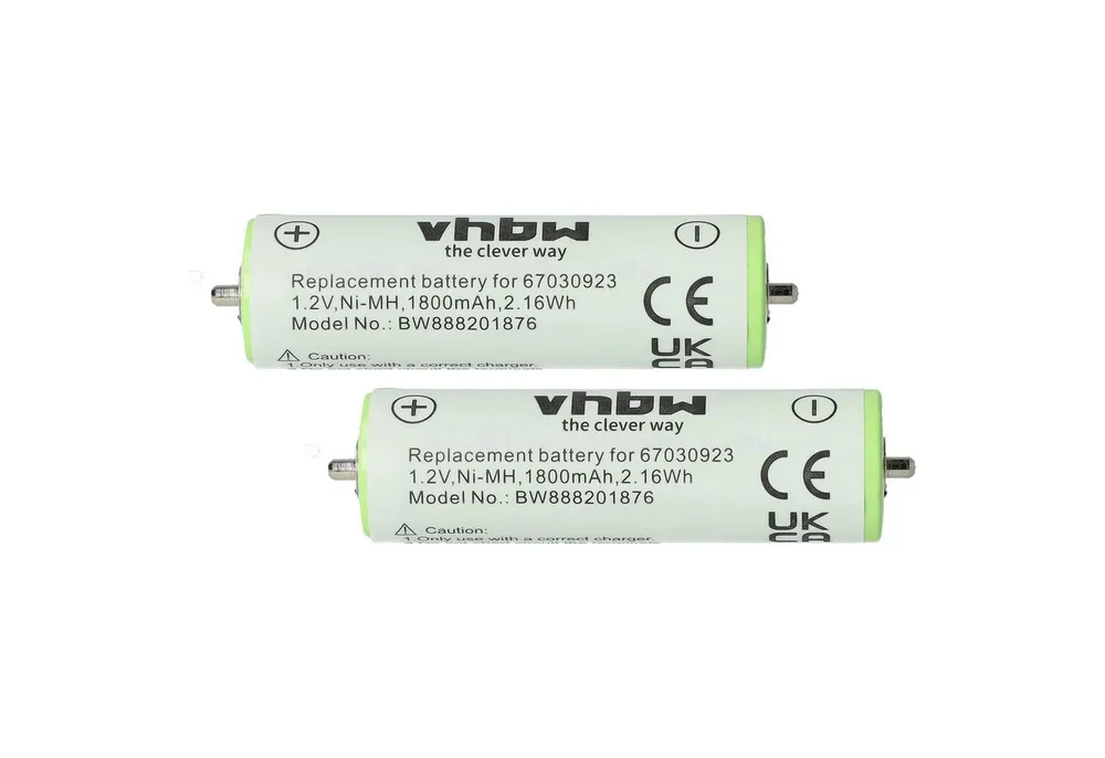 vhbw Akku passend für Panasonic ERGY10CM, ERDGP72, ERGY10CM503, ER1611, Akku Akku NiMH 1800 mAh (1,2 V, 2 St), Leistungsfähige Austausch-Akkus für Rasierer oder Trockenrasierer