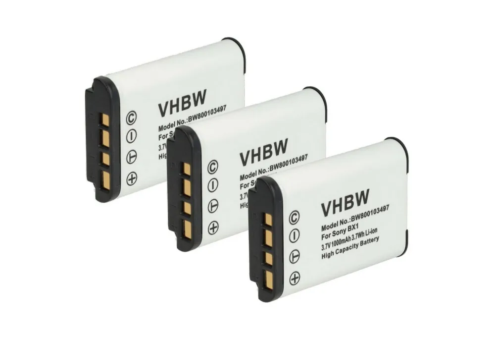vhbw Akku passend für Sony ZV-1 II, ZV-1A, ZV-1F, ZV-1 Kamera / Foto / Kamera-Akku Akku Li-Ion 1000 mAh (3,6 V, 3 St), Leistungsfähige Austausch-Akkus für Digitalkamera, Spiegelreflexkamera