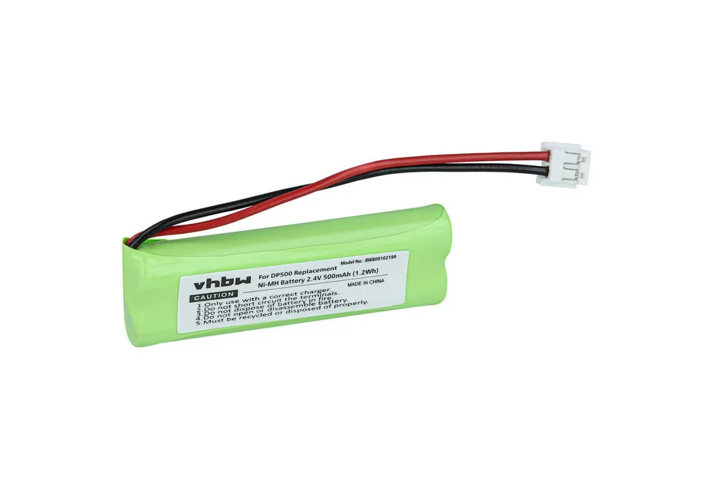 vhbw Akku passend für Swissvoice DP500, DP550 BT, DP500 Eco Plus Festnetz & Akku Akku NiMH 500 mAh (2,4 V, 1 St), Leistungsfähiger Austausch-Akku für Telefon, Festnetz oder schnurloses