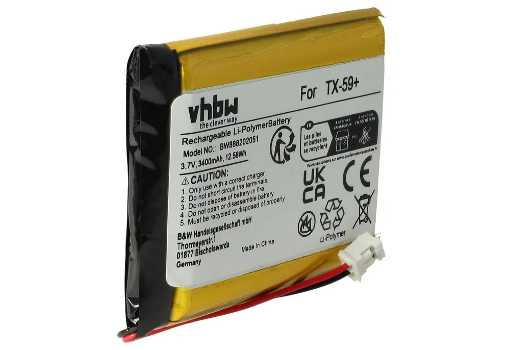 vhbw Akku passend für Technaxx TX-59+ Video-Türklingel (3400 mAh, 3,7 V, Akku Akku Li-Ion 3400 mAh (3,7 V, 1 St), Leistungsfähiger Austausch-Akku für Ihre Türsprechanlage