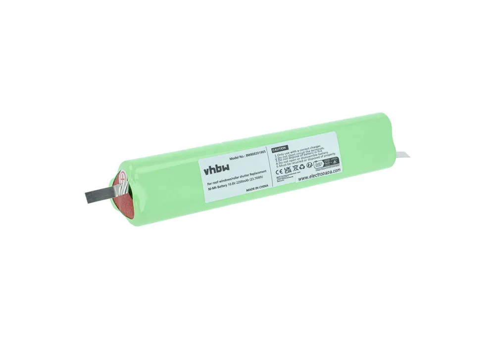 vhbw Akku passend für Velux Rollladen- & Torantrieb (2200 mAh, 10,8 V, Akku Akku NiMH 2200 mAh (10,8 V, 1 St), Leistungsfähiger Austausch-Akku für Rollos, Wiederaufladbar, Jede