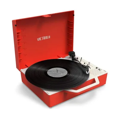 Victrola Re-Spin Plattenspieler mit rotem Lautsprecher