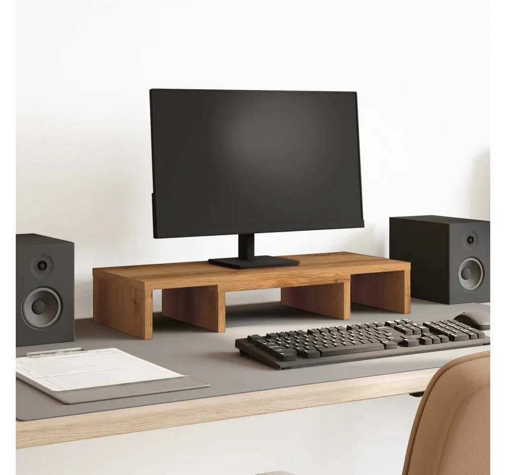 vidaXL Monitorständer, (Monitorständer Verstellbar Artisan-Eiche 60x24x10,5 cm)