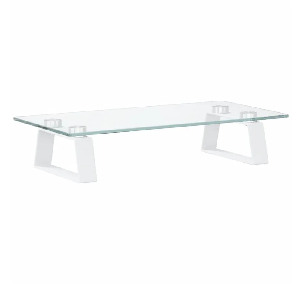 vidaXL Monitorständer Monitorständer Weiß 40x20x8 cm Hartglas und Metall