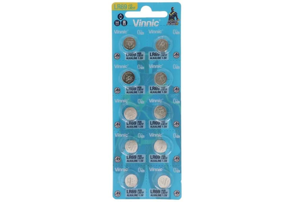 VINNIC 10er Pack Knopfzelle AG6, LR921, LR69, V371, SR69, L912 F, L912F Batterie