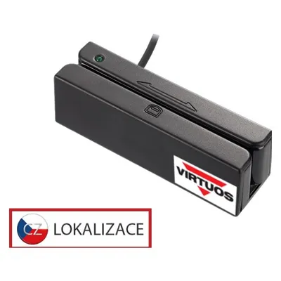Virtuoso Třístopá čtečka magnetických karet MSR-100A, USB-COM, černá
