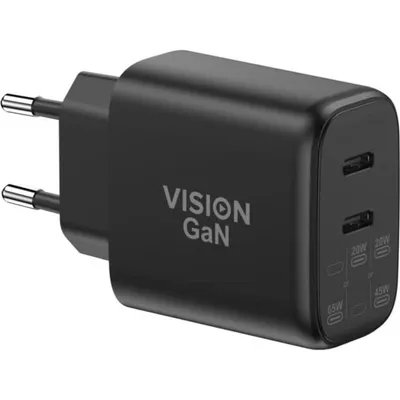 Ladegerät USB-C Vision 65W 2 Ports Schwarz