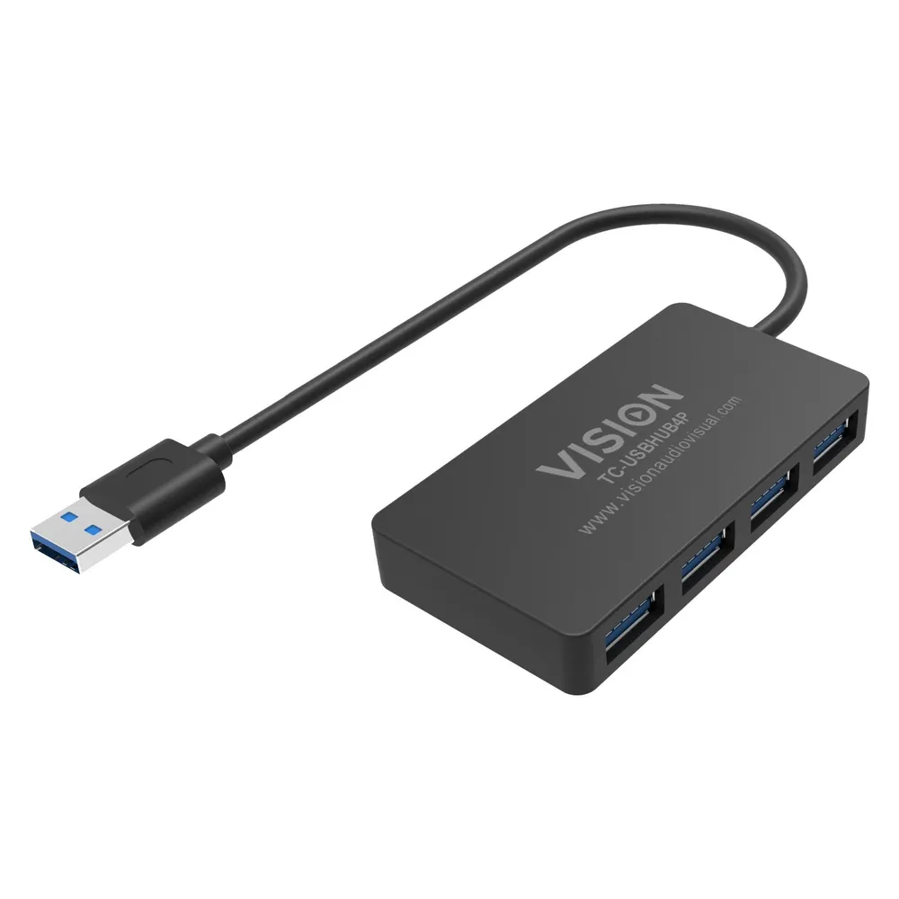 Hub Vision 4 Ports USB 3.2 Gen 1 5 Gbit/s Modell TC-USBHUB4P mit DC-Stromversorgung