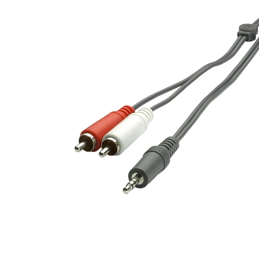3,5 mm auf 2 Cinch-Stecker, Audiokabel mit Knickschutz, Schwarz, 1,5 m