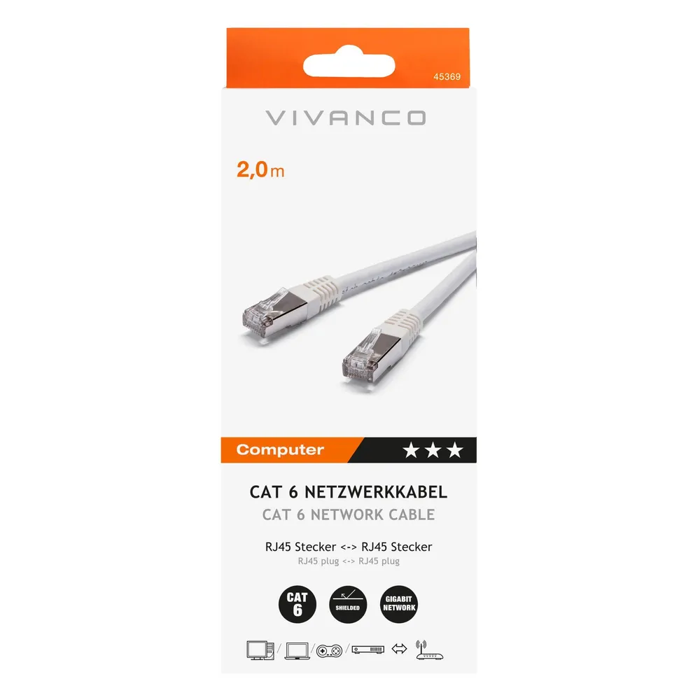 CAT6 Netzwerkkabel, 2m (45369)