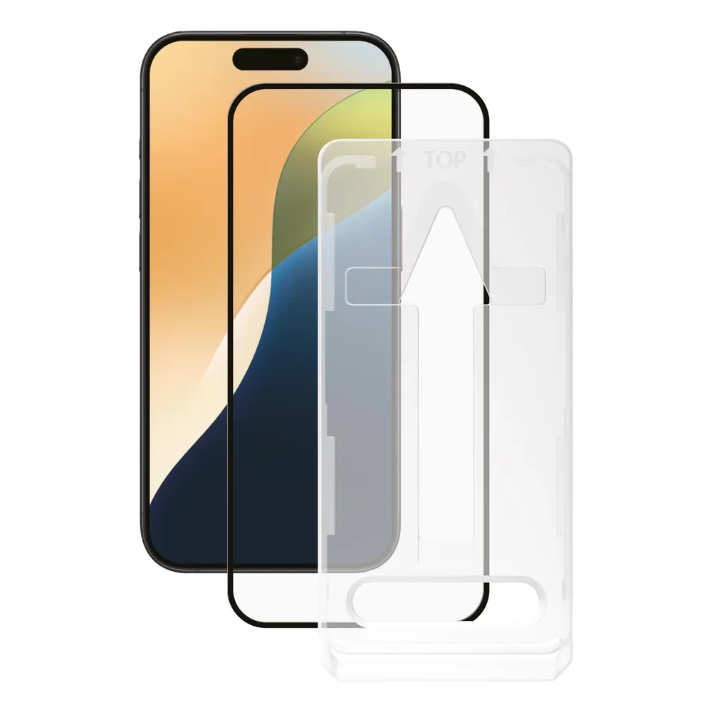 Full Screen Displayschutzglas für iPhone 16 Plus, iPhone 15 Plus, Easy Applikator Installation (64234)