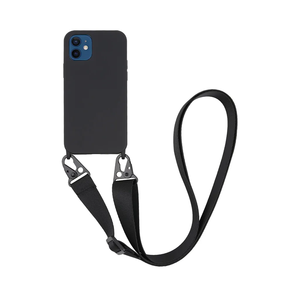 Handyhülle Necklace Cover, Silikon Schutzhülle mit Karabinerhaken und Handykette für iPhone 12, iPhone 12 Pro (62761)