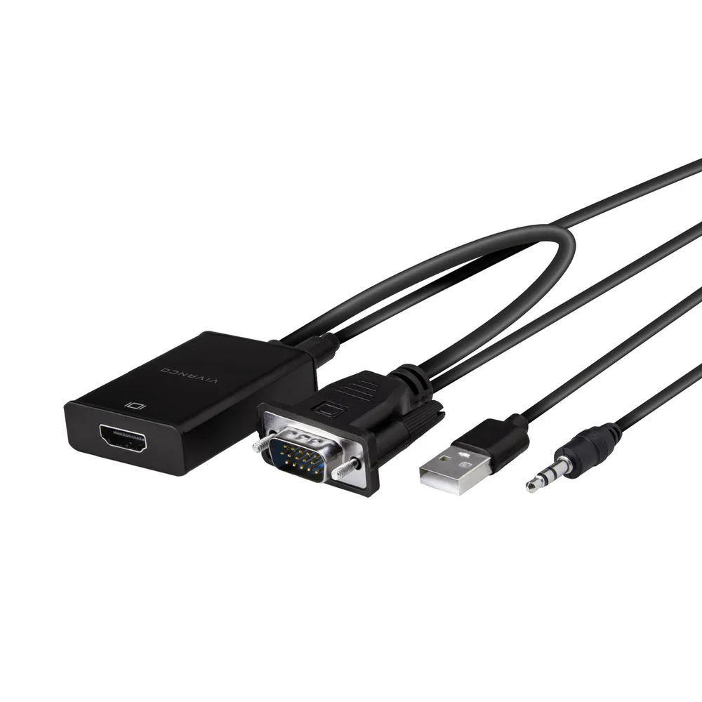Kompakter 0,1 m HDMI-VGA-Adapter, schwarz