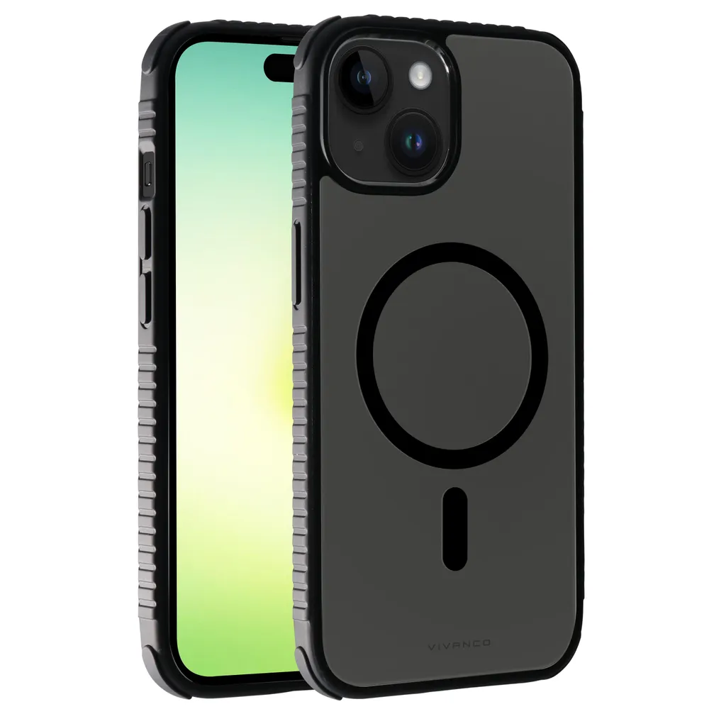Mag Solid Elite, 360° Anti Shock Cover für iPhone 15 Plus, semi-transparent/schwarz (63911) Handyhülle