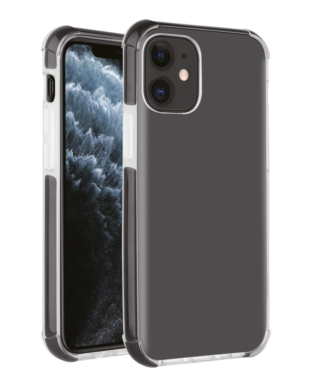 Rock Solid, Anti Shock Schutzhülle für iPhone 12, iPhone 12 Pro transparent/schwarz (62130)