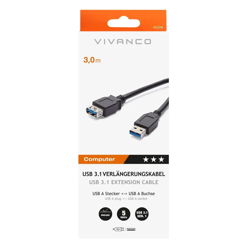 USB 3.1 Gen.1 Verlängerung, A Stecker  A Buchse, 3m (45239)