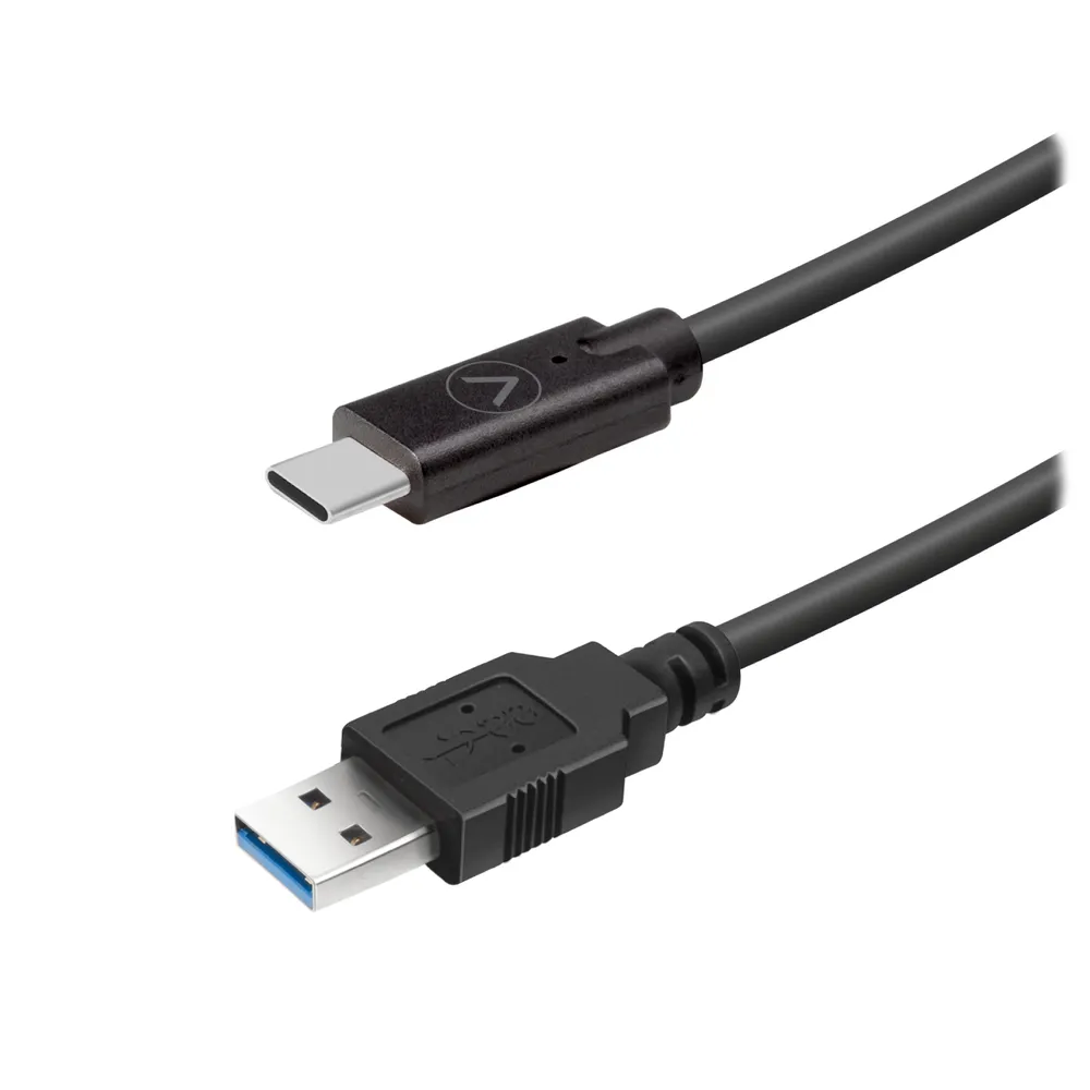 USB-A/USB-C-Kabel, 0,25 m, schwarz
