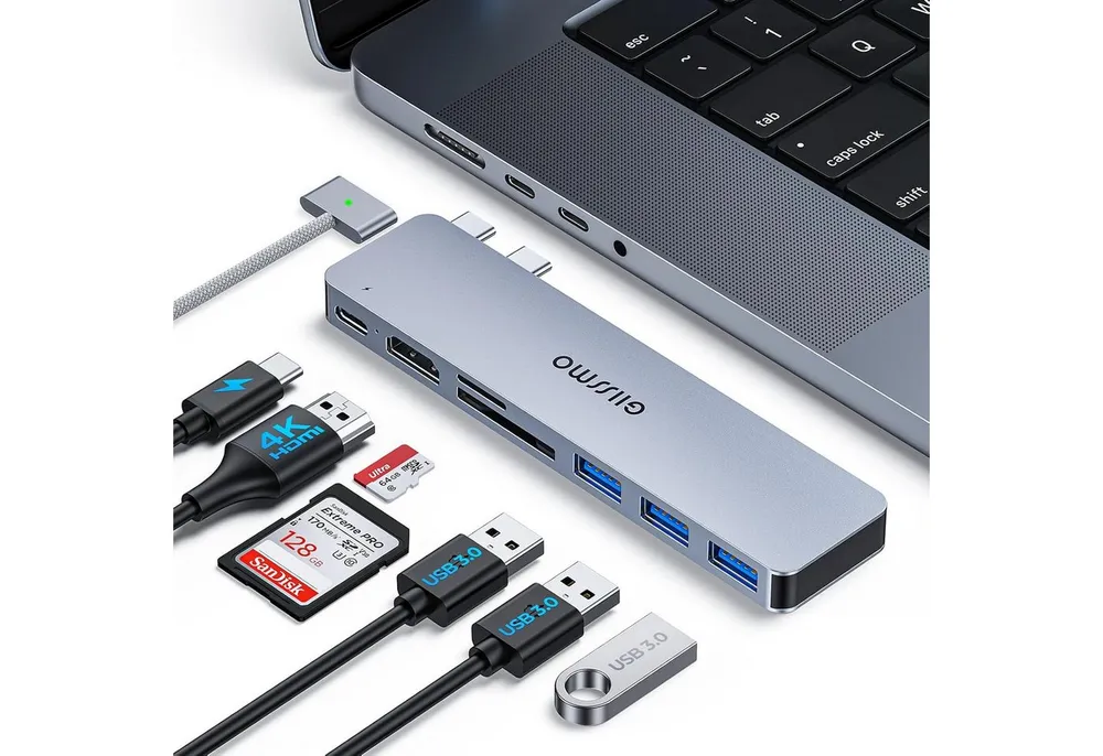 Vivitar 7-in-1-USB-C-Hub für MacBook mit Thunderbolt 3, 4K-HDMI, 3× USB 3.0 USB-Adapter USB-C zu USB-C, mit SD- und microSD-Kartenleser, 100 W PD, Multi-Port-Dockingstation