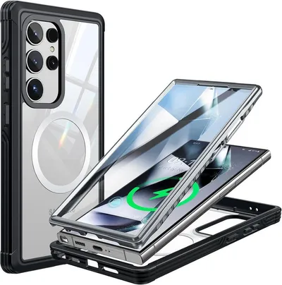 Vivitar Handyhülle Samsung Galaxy S24 Ultra Hülle, 360 Grad Kratzfeste Handyhülle 6,8 Zoll, Eingebauter Displayschutz, Fingerabdruck-Entsperrung, Stoßdämpfend