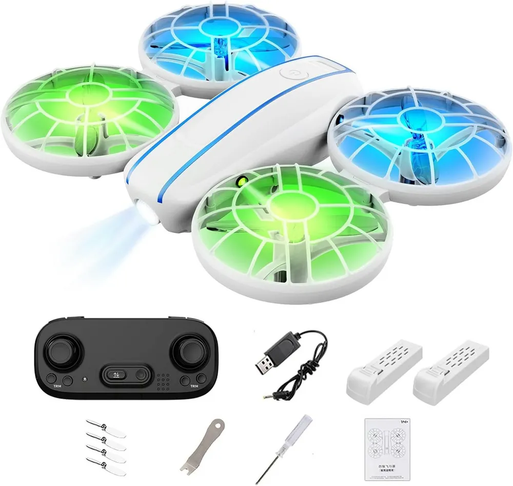 Vivitar RC-Drohne für Kinder und Anfänger mit Fernsteuerung, Mini-Quadcopter Spielzeug-Drohne (USB-C-Ladekabel und Ersatzpropellern, Einsteigerdrohne für den Heimgebrauch, Geschenk zu Geburtstagen, Weihnachten und Ostern, leichte RC-Drohne für Kinder, für Jungen & Mädchen, einfach zu fliegen, stabiler Flug, 2 Akkus, mit LED-Beleuchtung und 3D-Flips, Indoor-Drohne mit Propellerschutz)