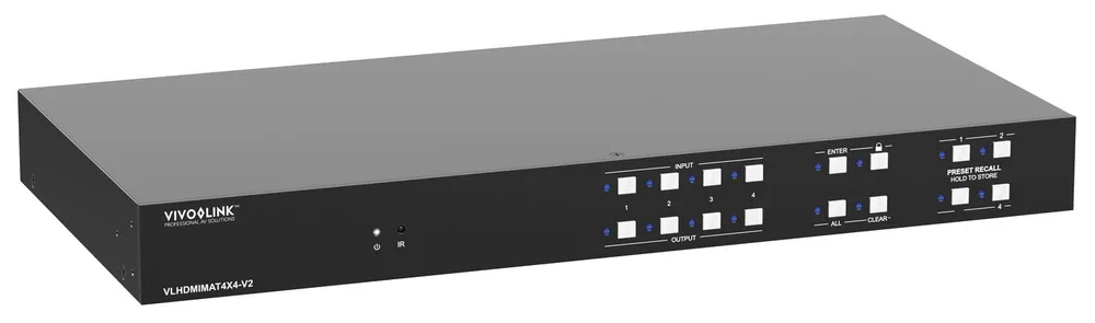 HDMI 2.0 4x4 Matrix-Switcher Vivolink VLHDMIMAT4X4-V2 4K 18 Gbit/s