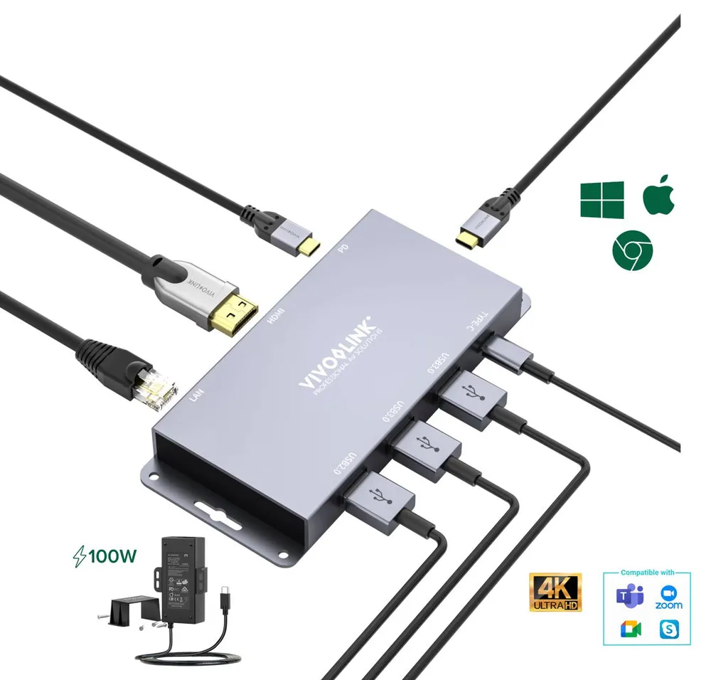 Hub Vivolink 8 Ports 10 Gbps VLUSBCHUB2 USB-C HDMI 4K Power Delivery