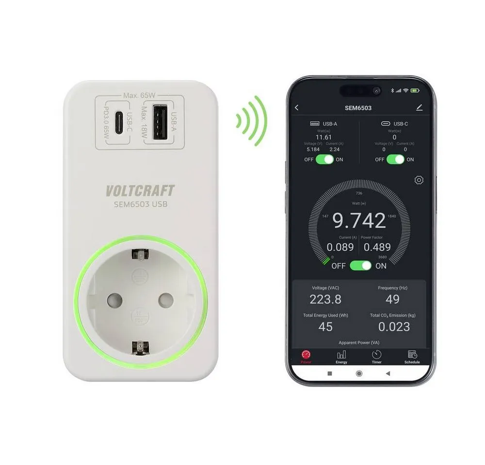 VOLTCRAFT Energiekostenmessgerät WIFI Energiekosten-Messgerät USB VC-14514995