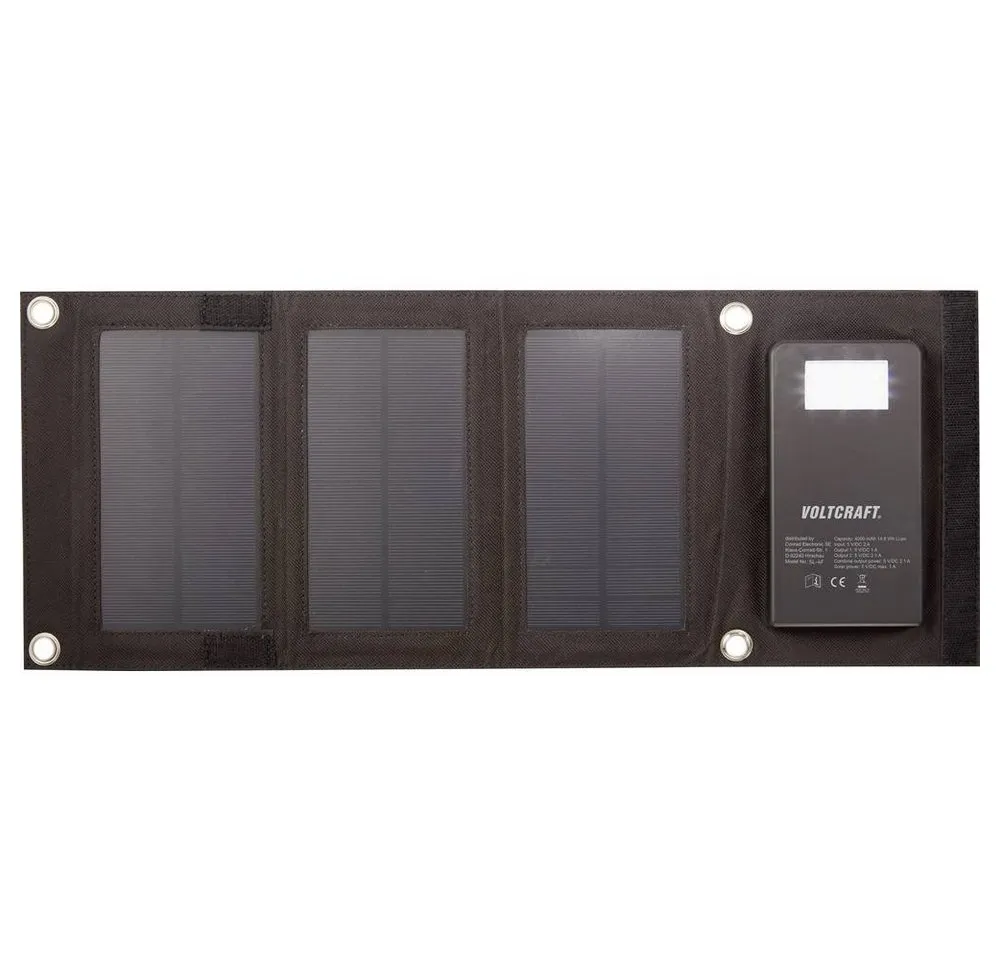 VOLTCRAFT PowerBank mit 3 Solarpanel SL-4F Solarladegerät