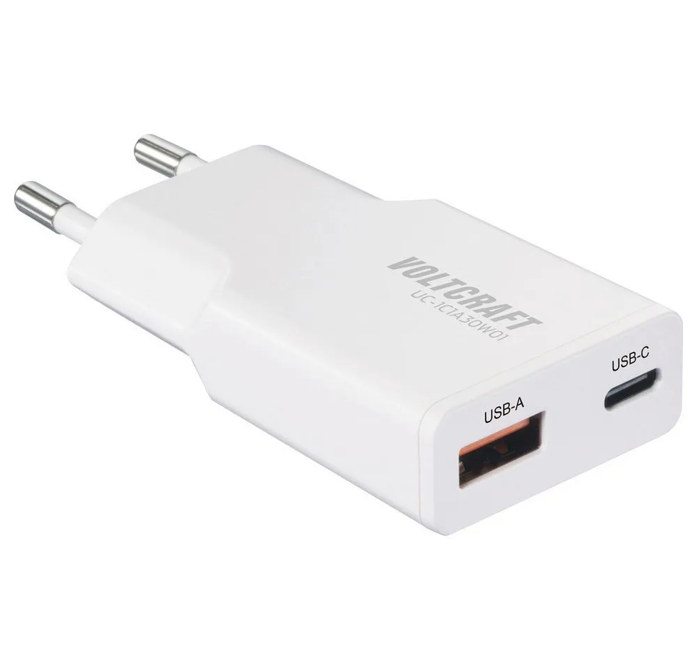 VOLTCRAFT VOLTCRAFT UC-1C1A30W01 USB Ladegerät 30 W 1x USB-A, 1x USB-C® Fast Cha USB-Ladegerät (UC-1C1A30W01)