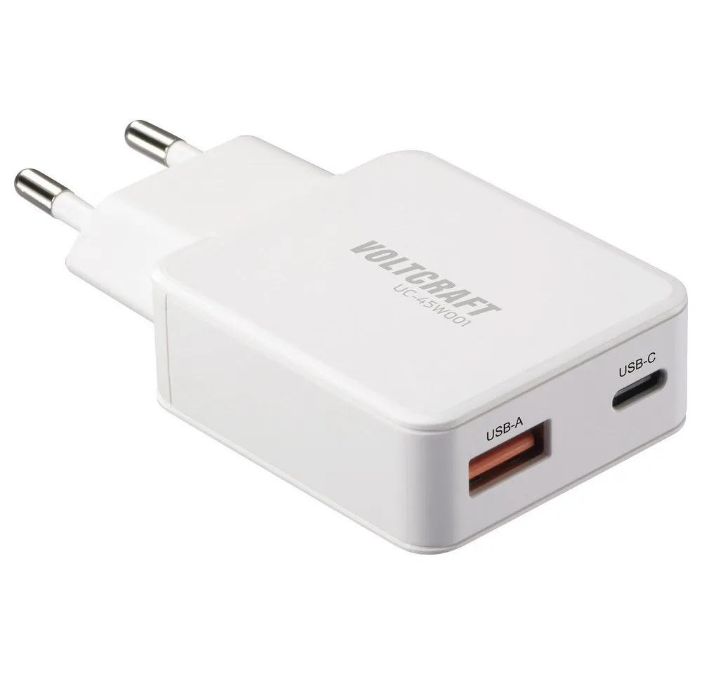 VOLTCRAFT VOLTCRAFT UC-1C1A45W01 USB Ladegerät 45 W 1x USB-A, 1x USB-C® Fast Cha USB-Ladegerät