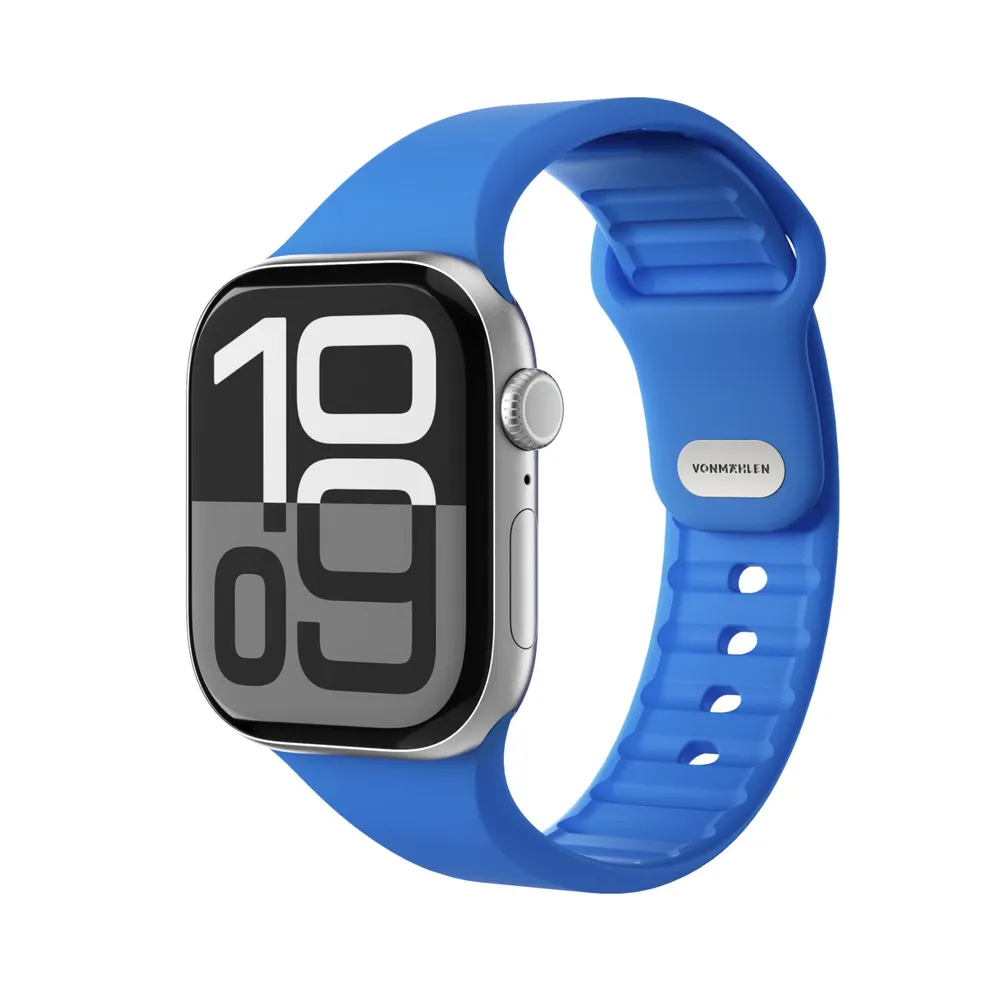 Vonmählen Classic Band für Apple Watch, Blau, 42 (Series 1/2/3)/44/45/46/49mm, Silikon