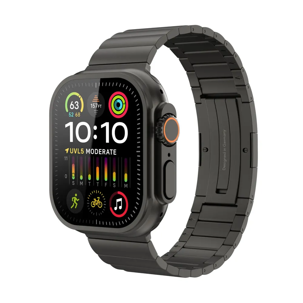 Vonmählen Link Bracelet Pro Titanium für Apple Watch, Schwarz, 42 (Series 1/2/3)/44/45/46/49mm, Titan