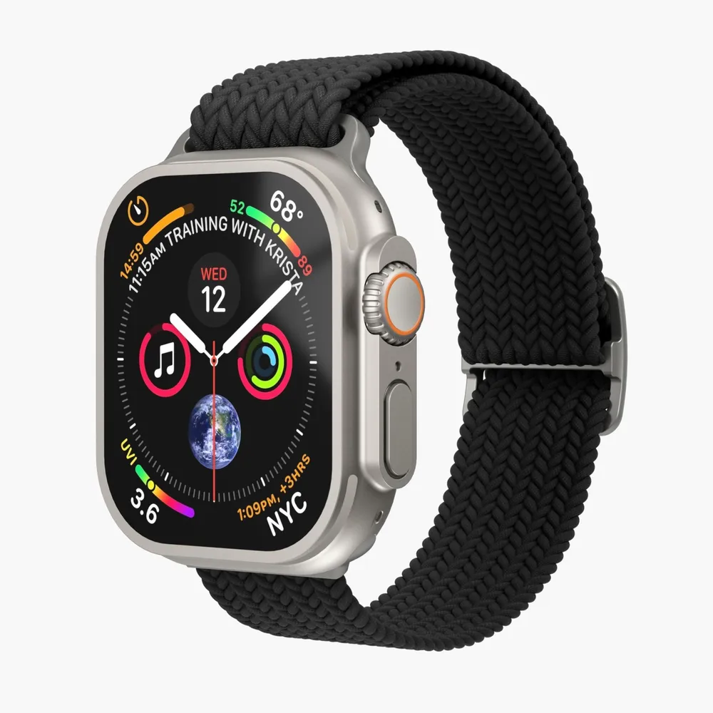 Watch Strap - Woven Loop - Armband für Apple Watch 44 / 45 / 46 / 49 mm, Black Armband