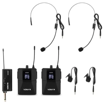 Mikrofon Vonyx WM552B UHF kabellos mit 2 Bodypacks und Empfänger