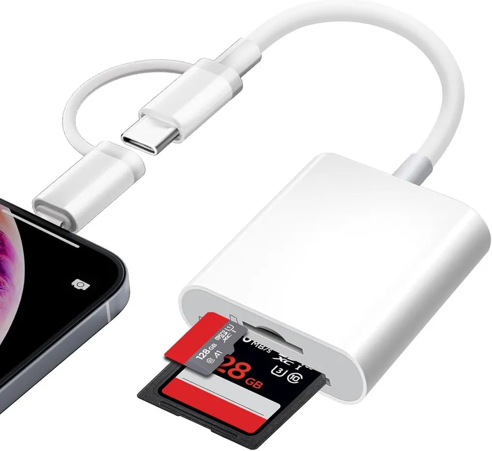 Vornix USB-C Hub 2-IN-1 Adapter USB-Adapter 2 in 1 Lightning USB C SD Kartenleser mit SD/MicroSD Slots zu iPhone 14/14 Pro/13/13 Pro/12/12 Pro/11/11Pro/XS/XS Max/XR/8/7 und iPad und mehr andere iOS-Schnittstellengeräte, USB SD Kartenleser für iPhone iPad USB-Adapter