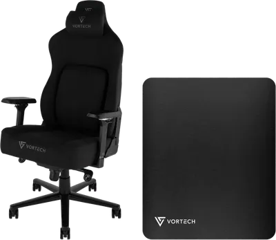 Vortech Prestige Gaming-Stuhl Schwarz + Vortech Bodenschutzmatte Schwarz